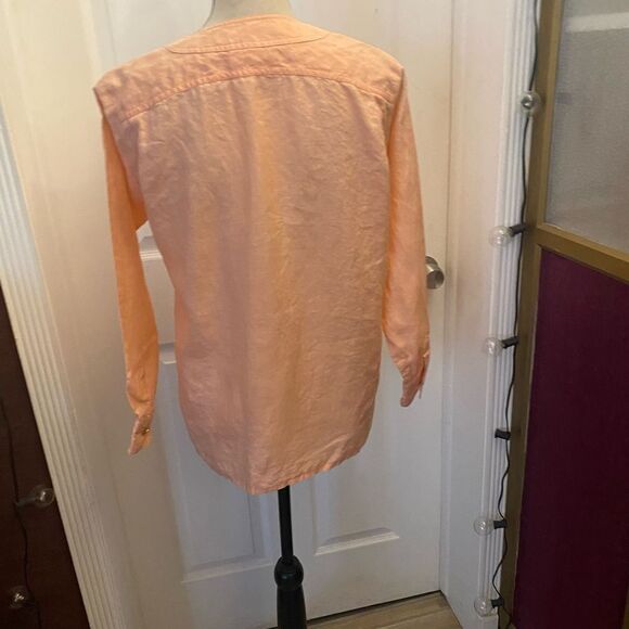 Yves Saint Laurent 100% linen peach colour buttoned blouse, size 40(M) - Picture 7 of 9